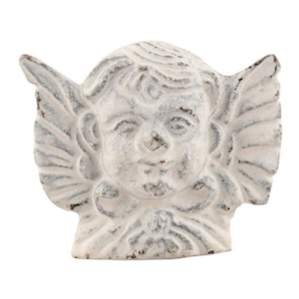 Rustic White Angel and Wings Iron Drawer Knob Pull Hardware. 4 Angels & 4 Wings